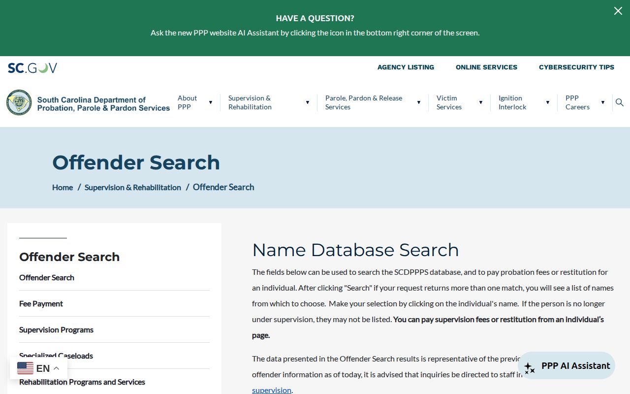 Jasper County parole and probation offender search